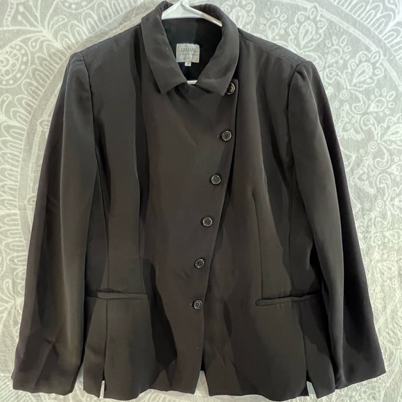 ๐๐ARMANI COLLEZIONI WOMEN SIZE 12 BLAZER BLACK ASYMMETRICAL MILITARY 0009 VGUC